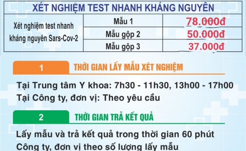 Giá dịch vụ xét nghiệm SARS-COV-2 tại Trung tâm Y khoa